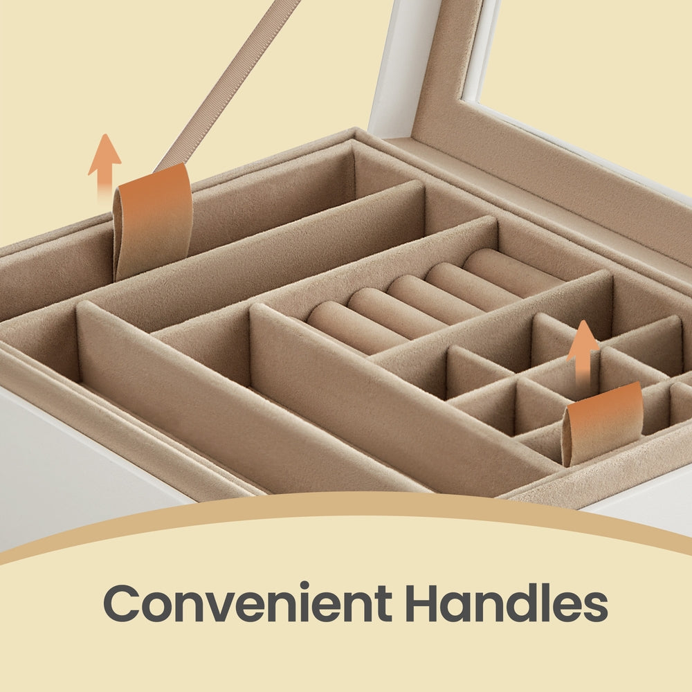 Jewellery Organiser - 2-Layer - MDF - Glass Lid