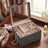 Jewellery Box - MDF and PU - Grey - with Glass Lid