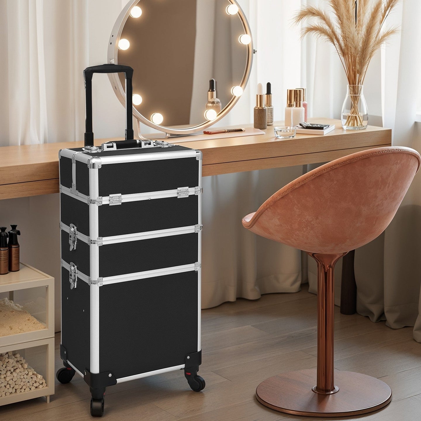 Makeup Case on Wheels - 35L - Aluminium - Lockable