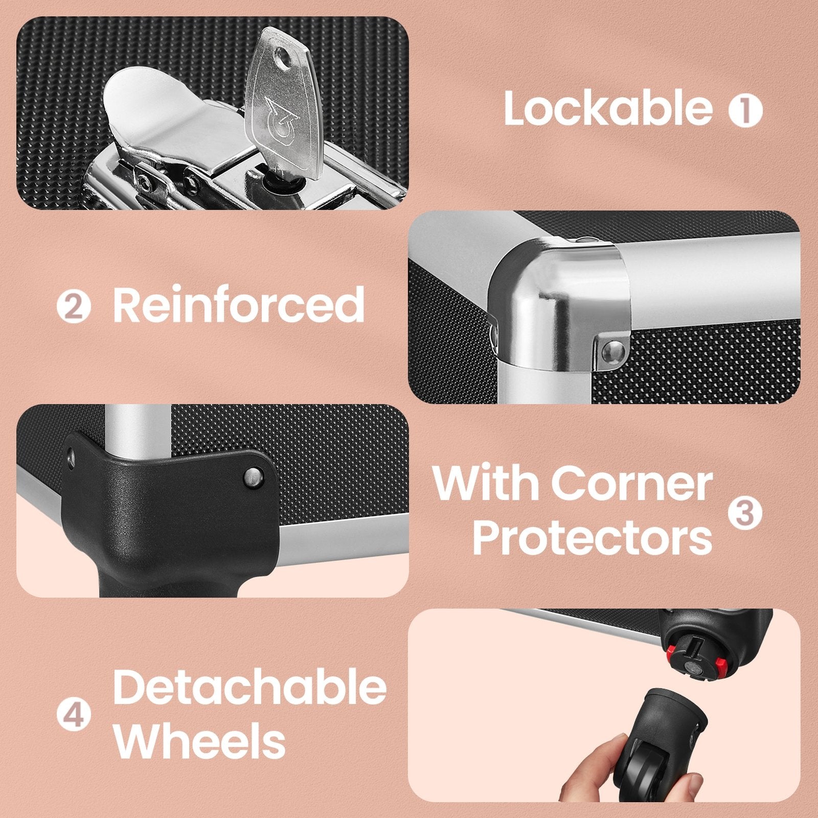 Makeup Case on Wheels - 35L - Aluminium - Lockable