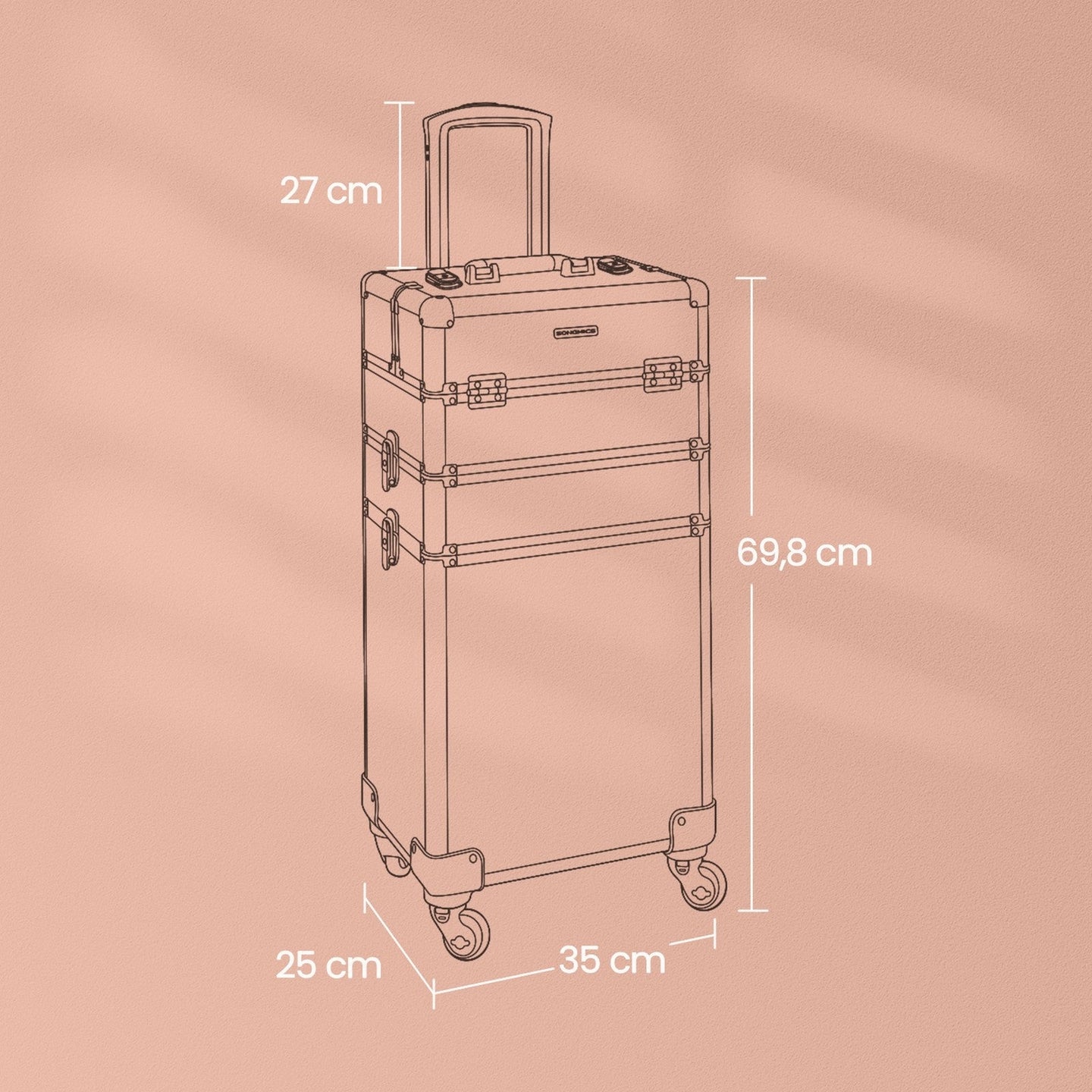 Makeup Case on Wheels - 35L - Aluminium - Lockable