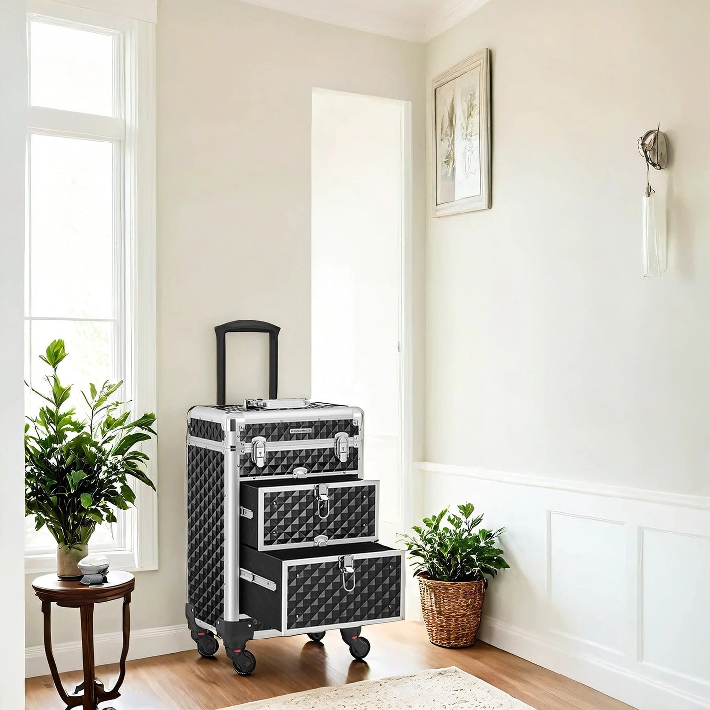 Makeup Trolley - Rolling with 2 Drawers - ABS - Red