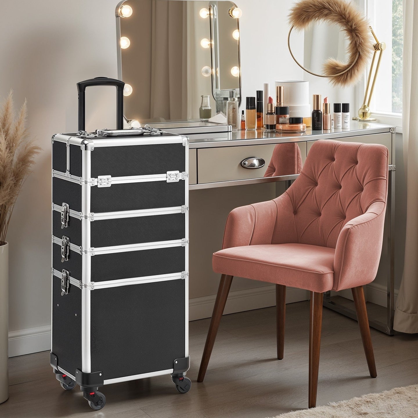 Makeup Trolley - Plastic - Black - Lockable