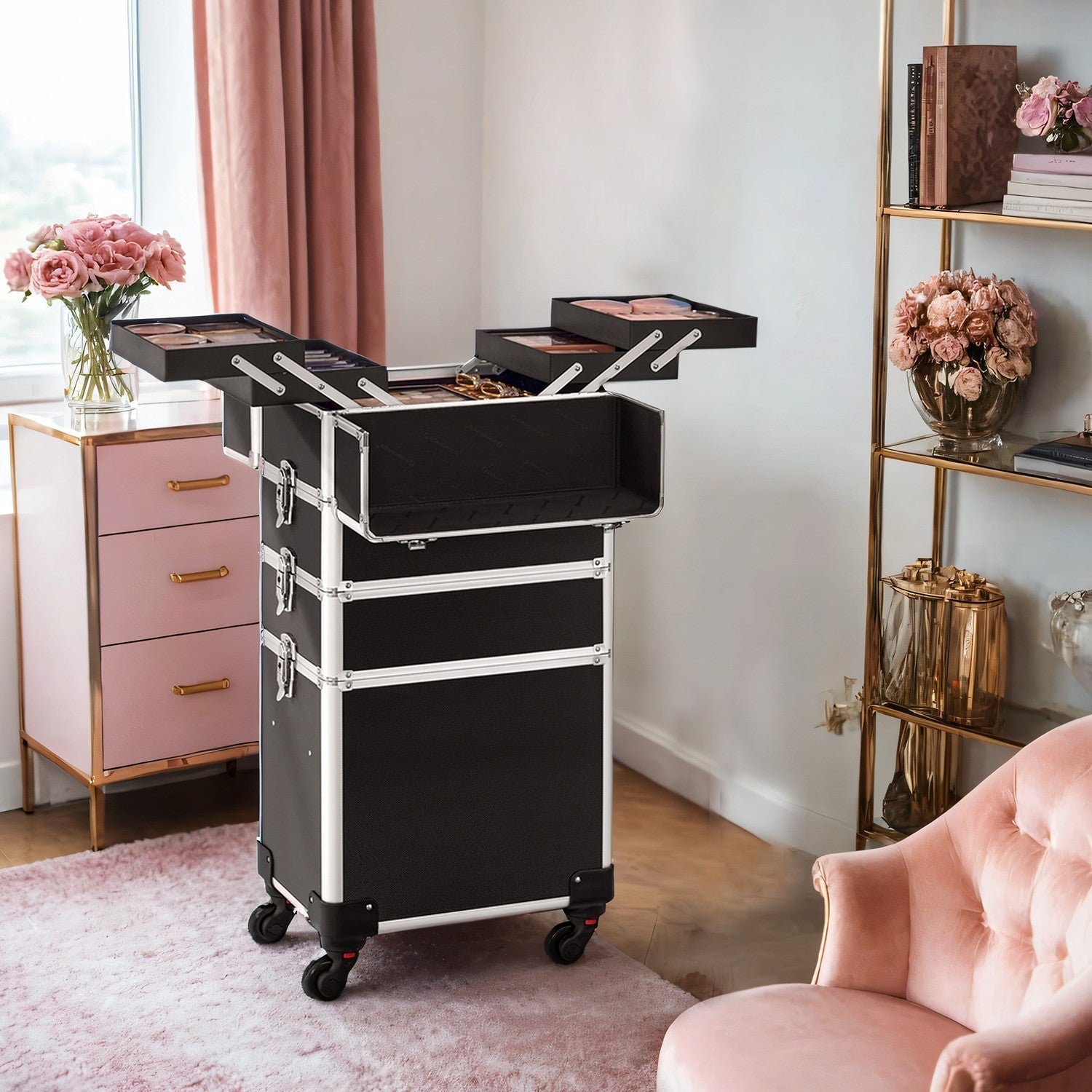 Makeup Trolley - Plastic - Black - Lockable