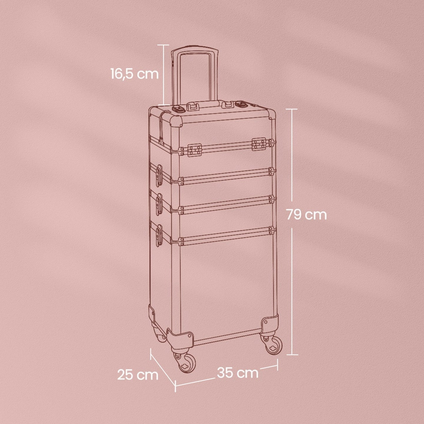 Makeup Trolley - Plastic - Black - Lockable