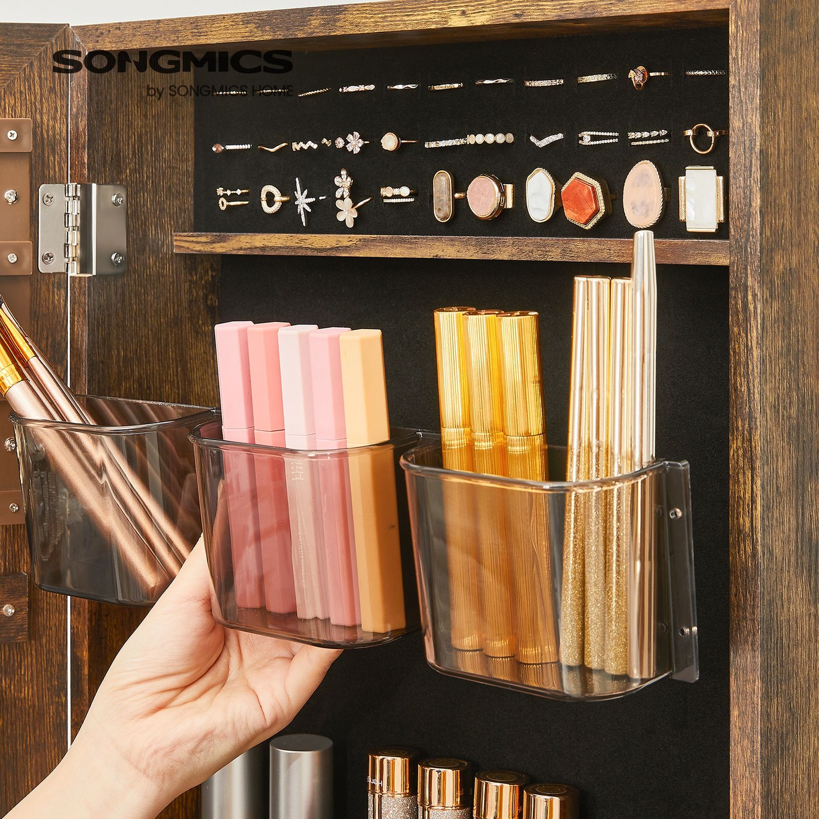 Floor Standing Jewellery Cabinet - 31.3L - MDF - Lockable Organizer