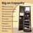 Jewellery Cabinet - Wood - Ash Brown and Black - 360° Rotating with Lockable Storage and Full-Length Mirror