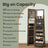 Jewellery Cabinet - Wood - Rustic Brown and Black - 360° Rotating and Lockable with Full-Length Mirror