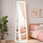 Jewellery Cabinet - Wood - Cloud White - Lockable with LED Lights and Full-Length Mirror