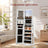 Jewellery Cabinet - Wood - Cloud White - Lockable with LED Lights and Full-Length Mirror