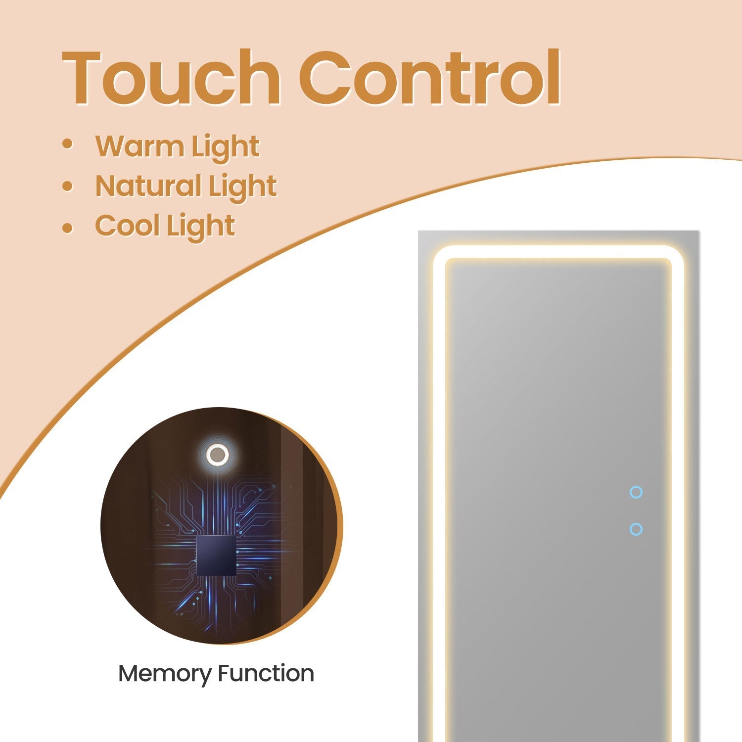 Jewellery Cabinet - MDF - Brown - Lockable with Full-Length Mirror and LED Lights