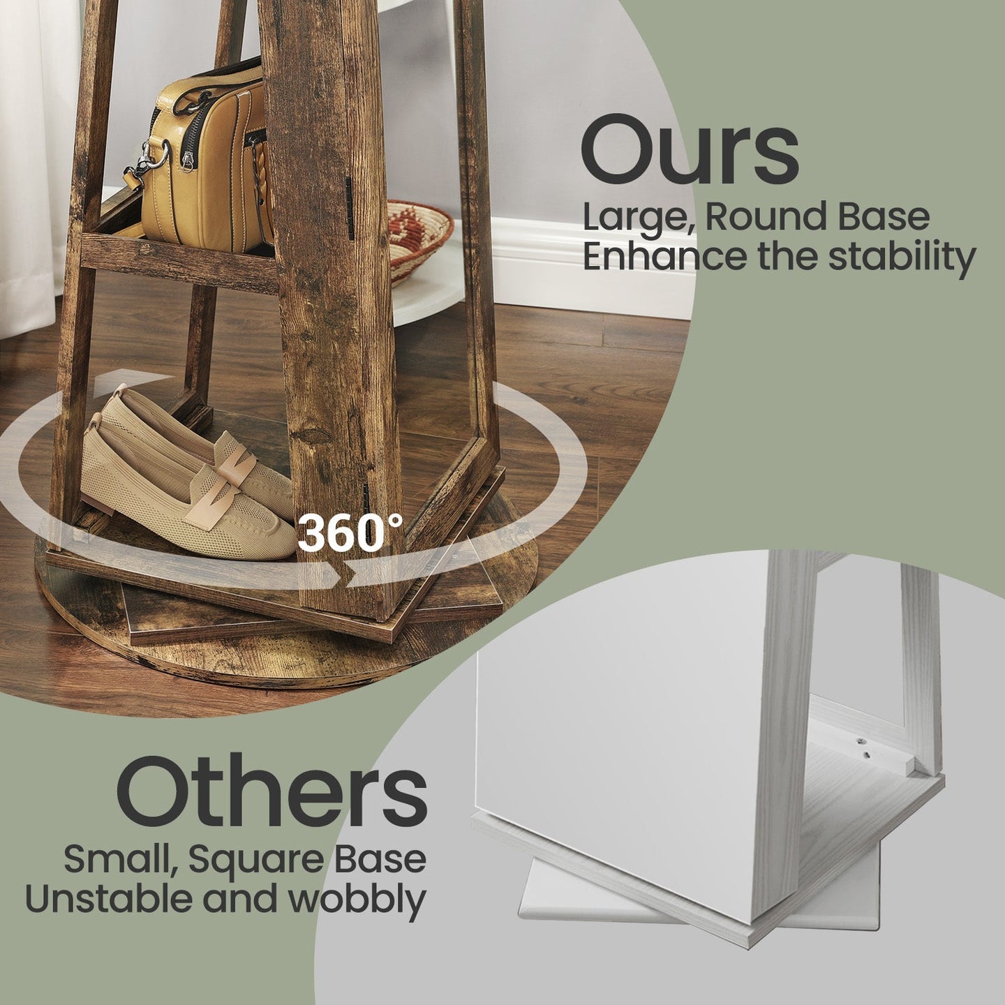 Jewellery Cabinet - Wood - White with Greyish Wood Grain