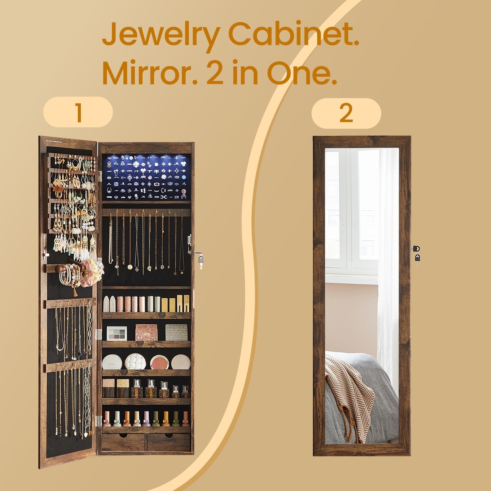 Jewellery Cabinet - 10L - MDF - Lockable