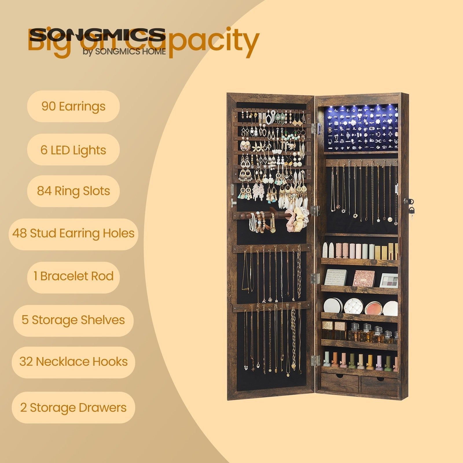 Jewellery Cabinet - 10L - MDF - Lockable