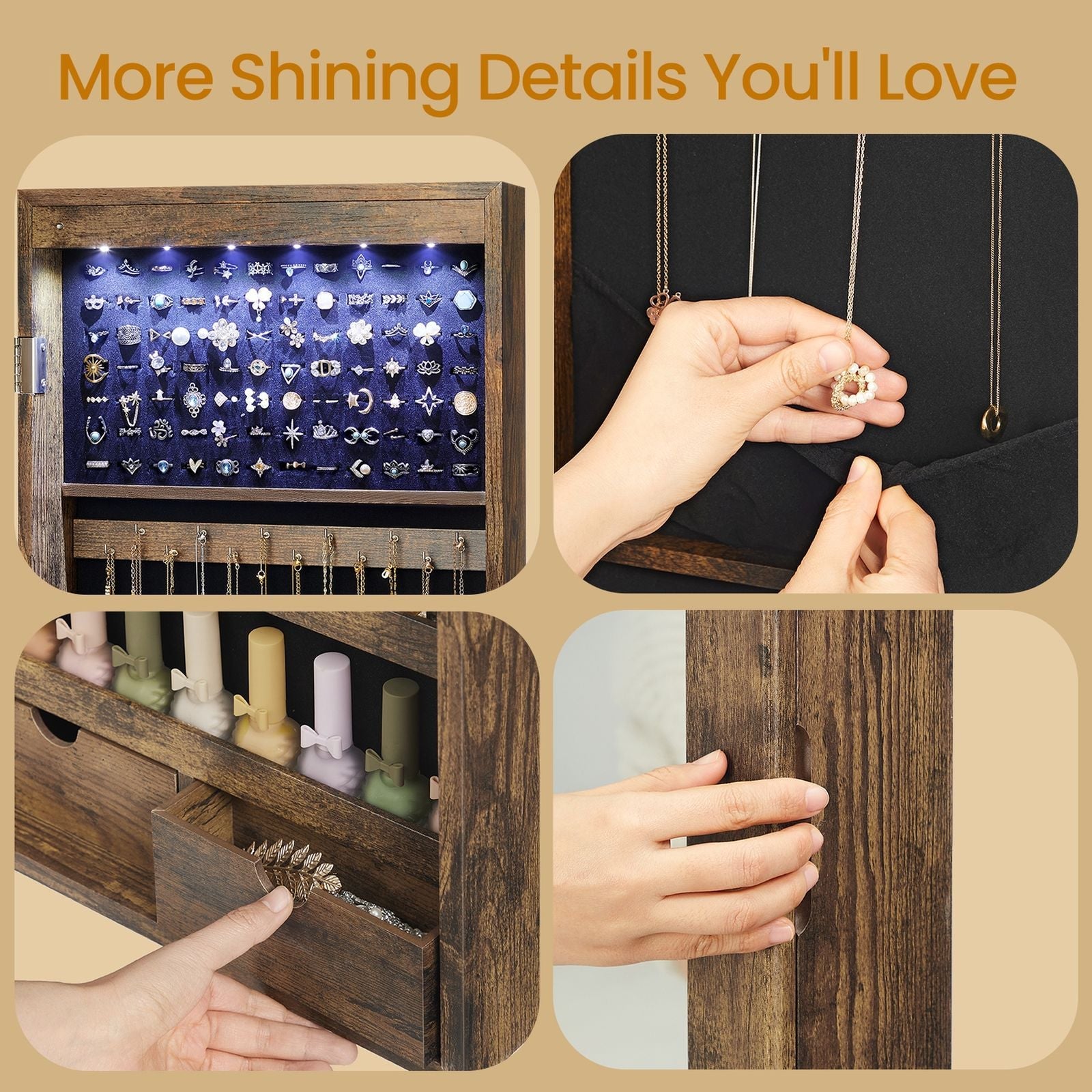 Jewellery Cabinet - 10L - MDF - Lockable