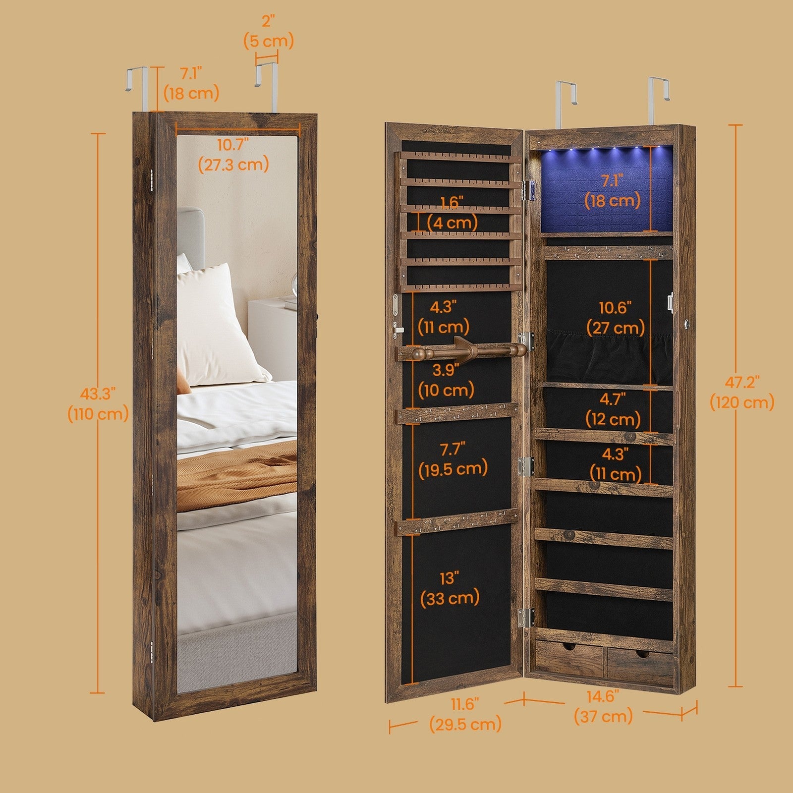 Jewellery Cabinet - 10L - MDF - Lockable