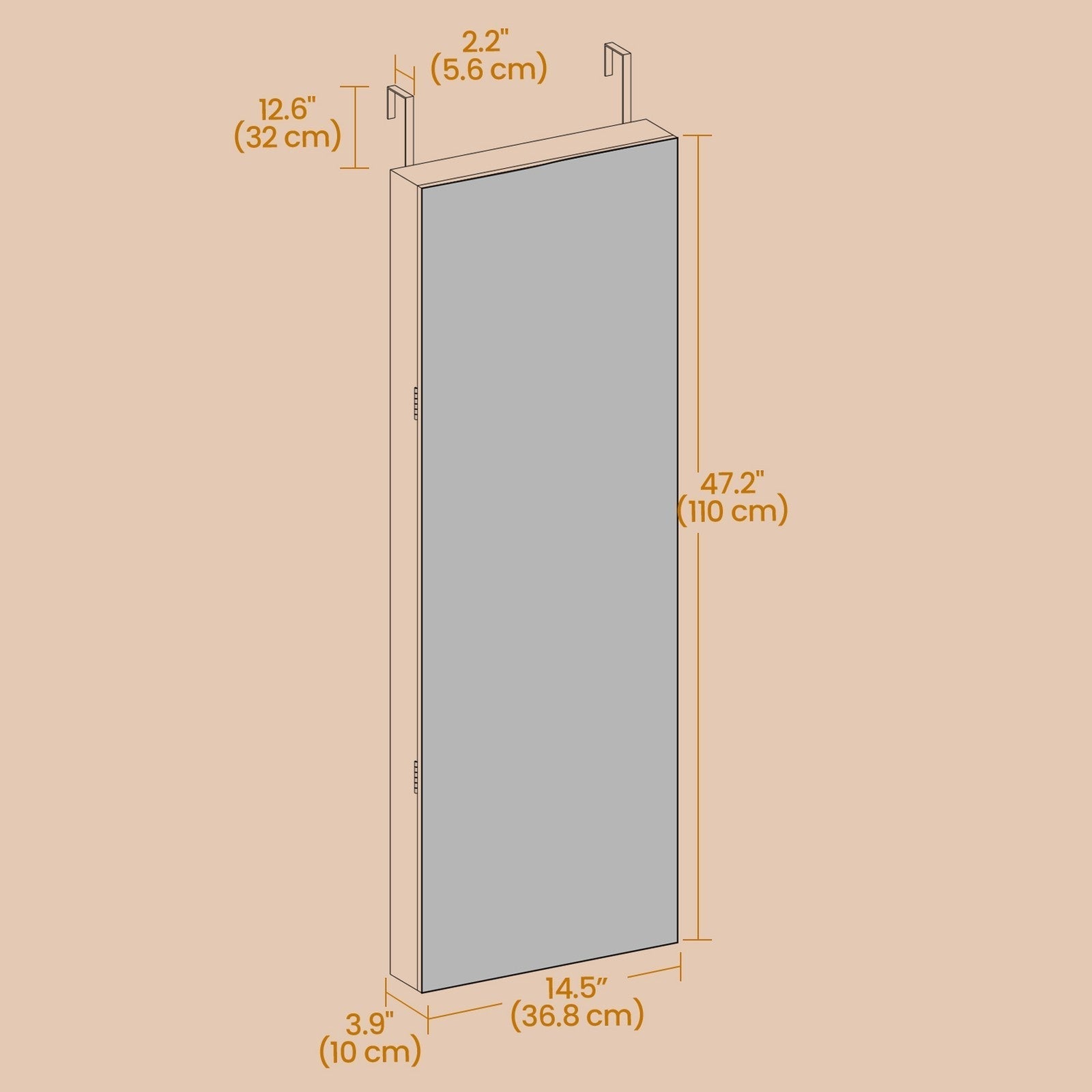 Wall-Mounted Jewelry Cabinet - White - Mirror