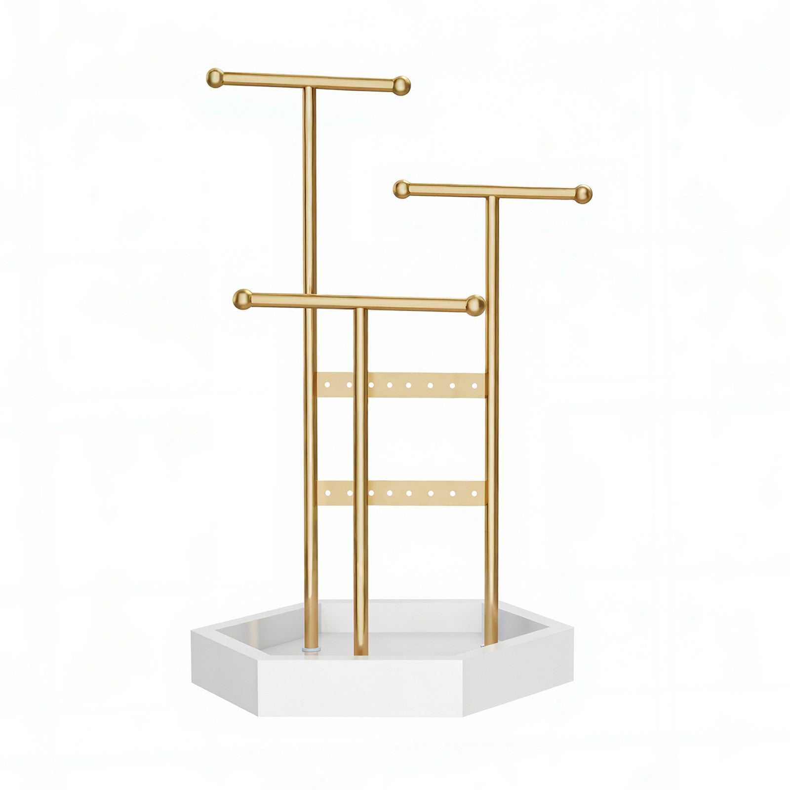 Jewellery Display Stand - 4 Zones - Metal Frame - Earring and Necklace Holder