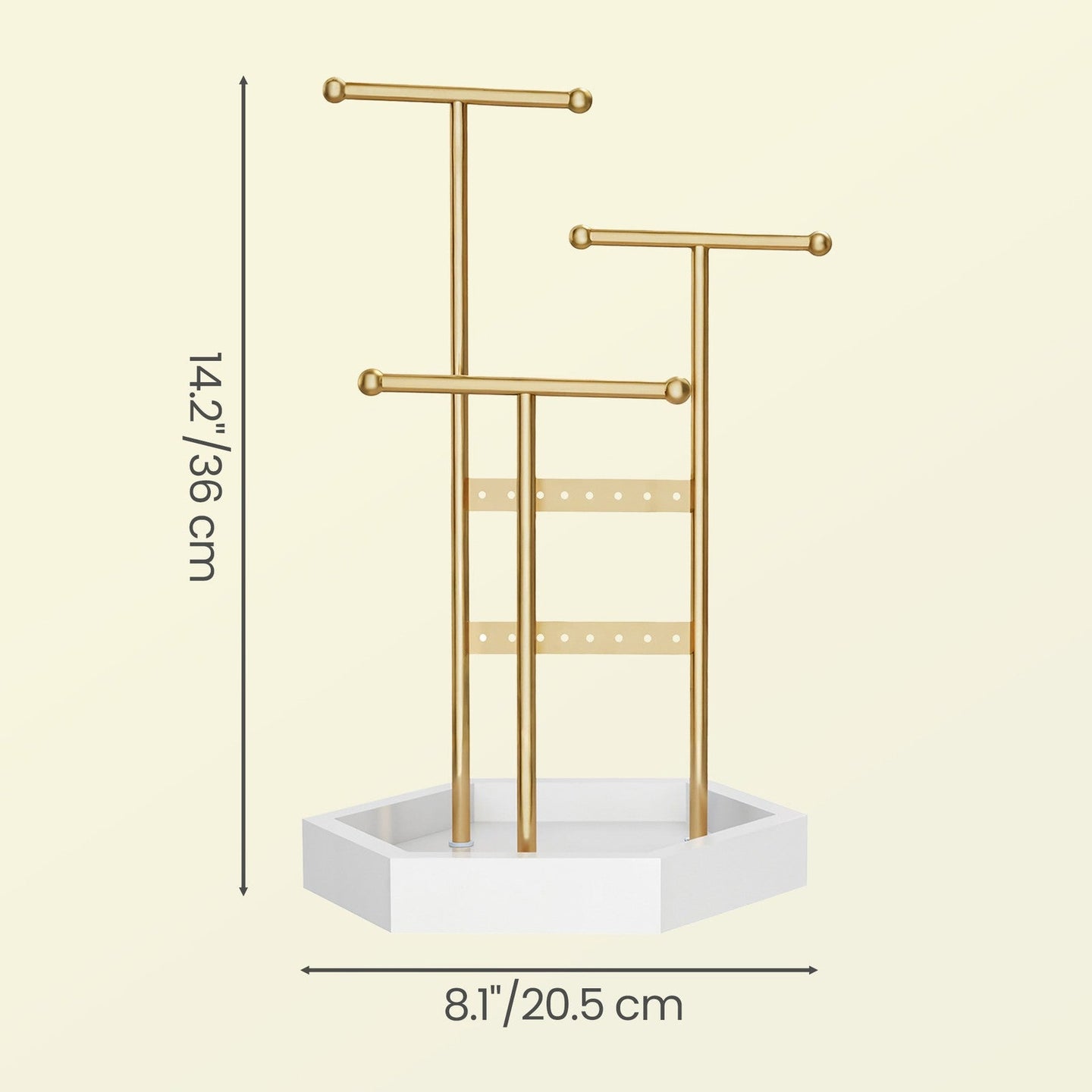 Jewellery Display Stand - 4 Zones - Metal Frame - Earring and Necklace Holder