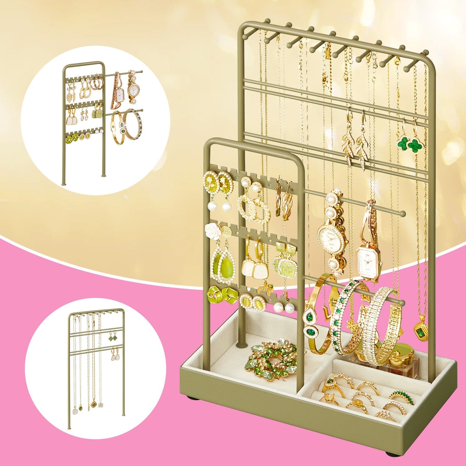 Jewellery Organizer - Metal Frame - Velvet-Lined