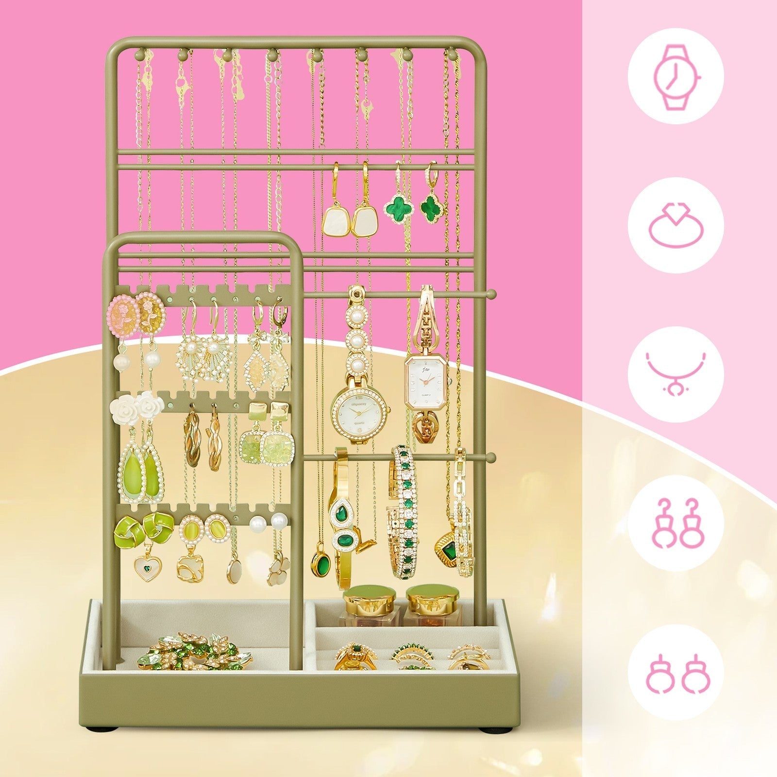 Jewellery Organizer - Metal Frame - Velvet-Lined