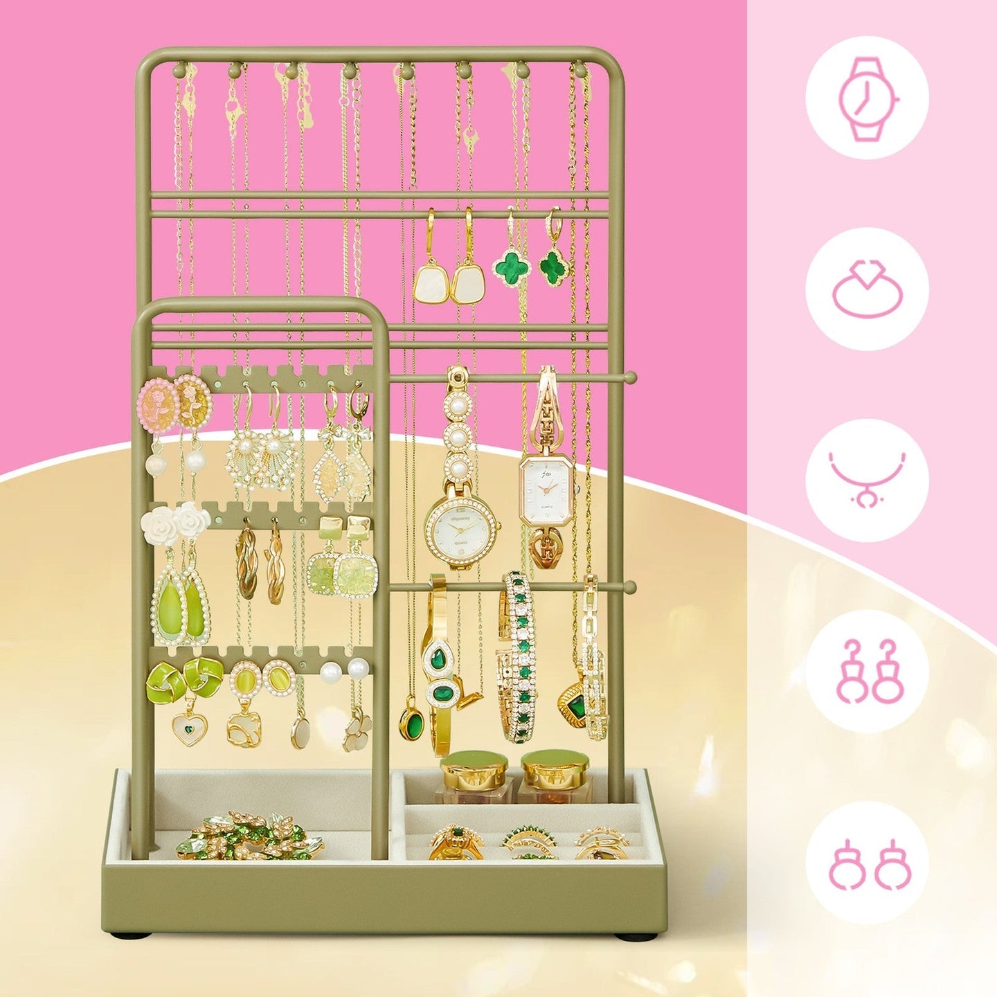 Jewellery Organizer - Metal Frame - Velvet-Lined