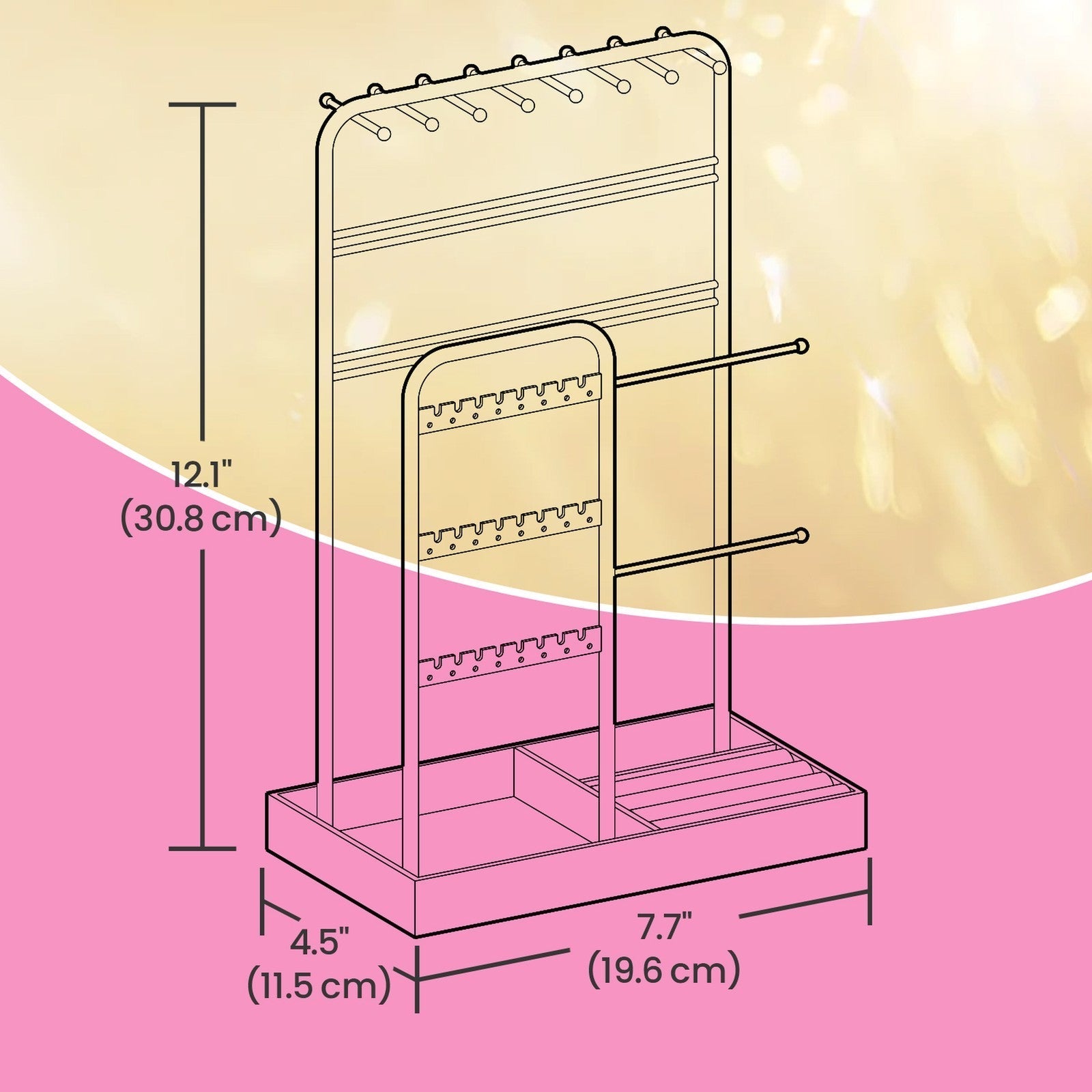 Jewellery Organizer - Metal Frame - Velvet-Lined