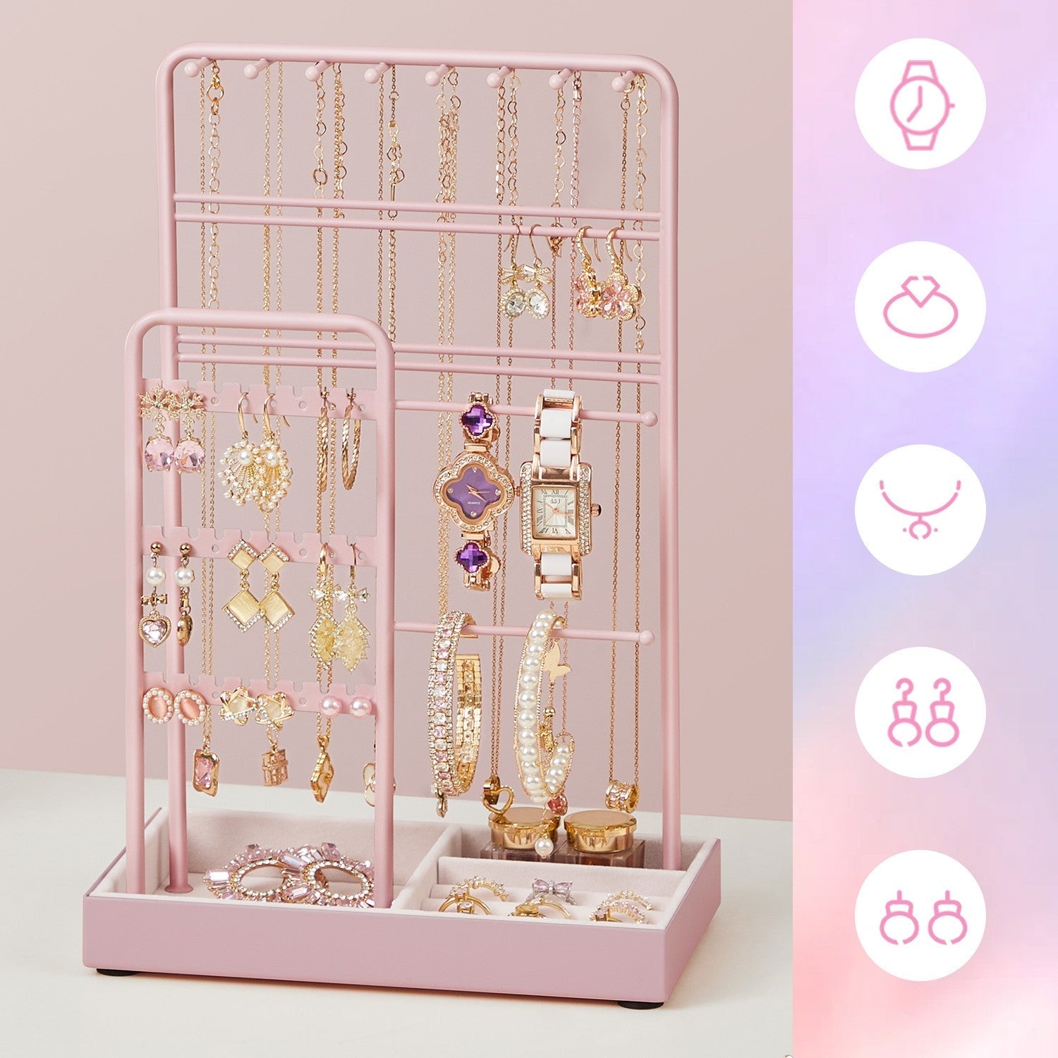 Jewellery Organizer - Metal Frame - Velvet-Lined