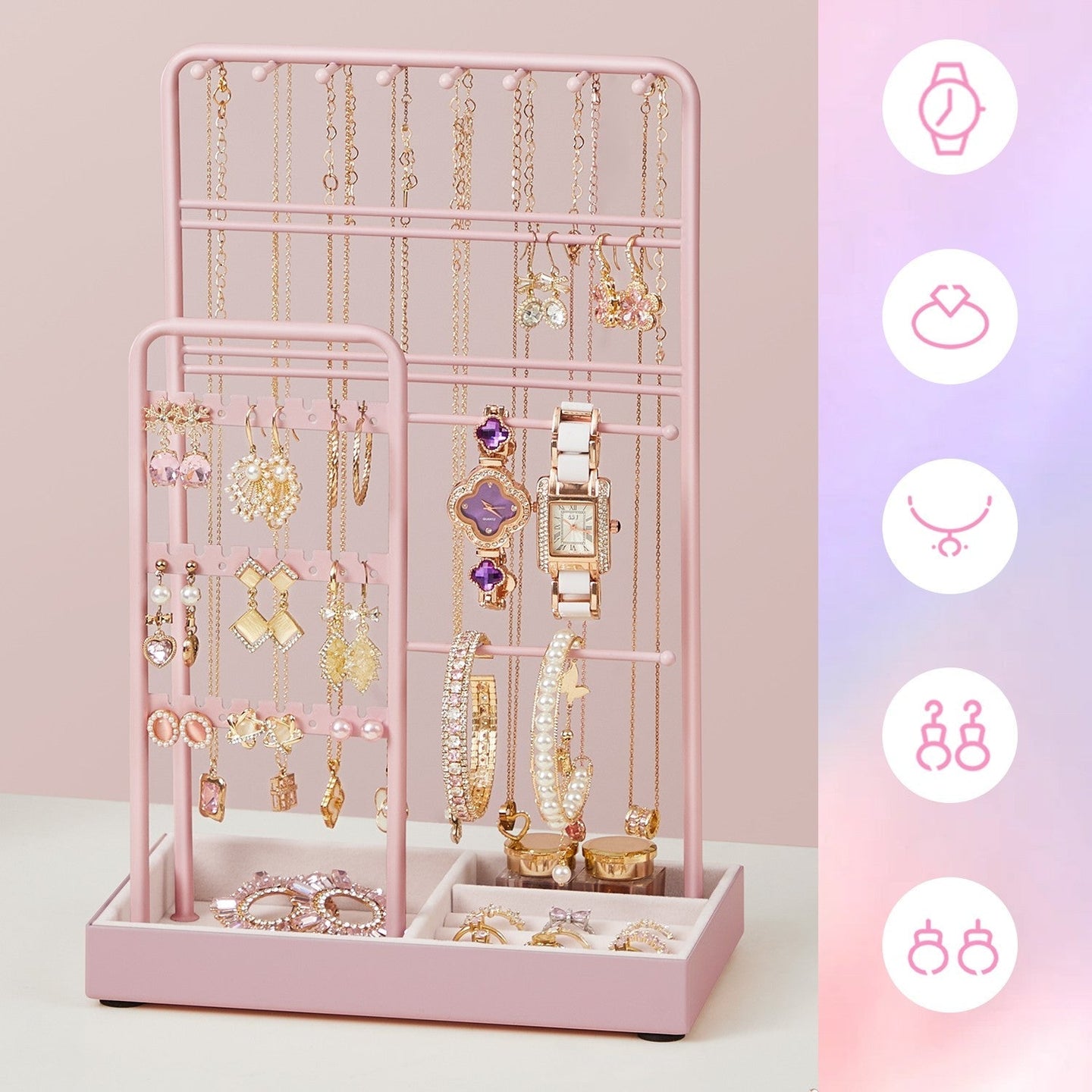 Jewellery Organizer - Metal Frame - Velvet-Lined
