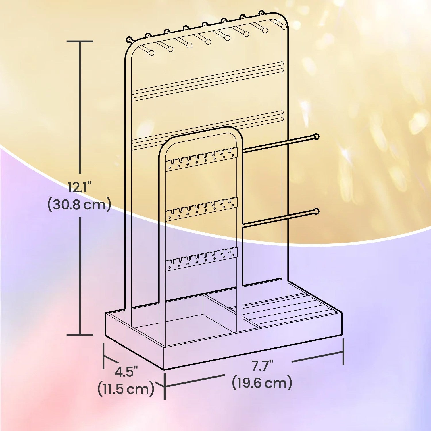 Jewellery Organizer - Metal Frame - Velvet-Lined