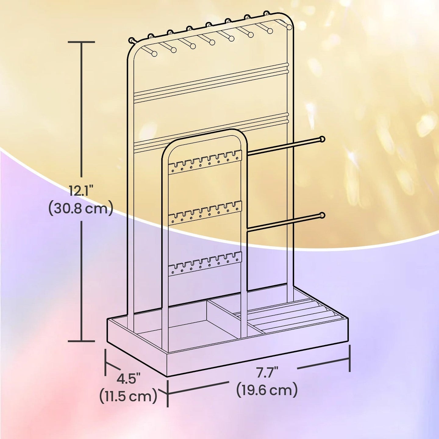 Jewellery Organizer - Metal Frame - Velvet-Lined