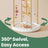 Rotating Jewellery Display Stand - Metal - Gold - 4 Independent Sections with Bottom Tray