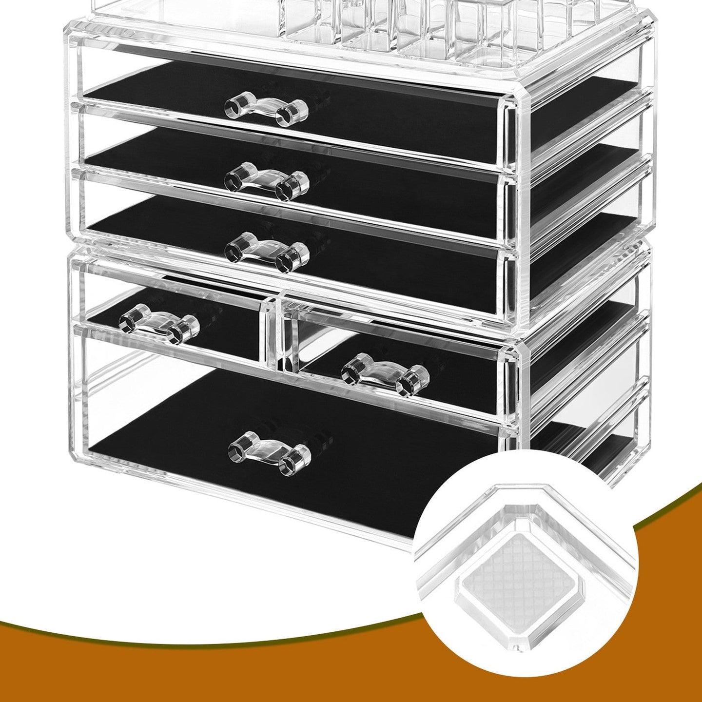 Large Acrylic Makeup Organizer - Clear - Stackable with 6 Drawers for Cosmetics and Makeup Tools