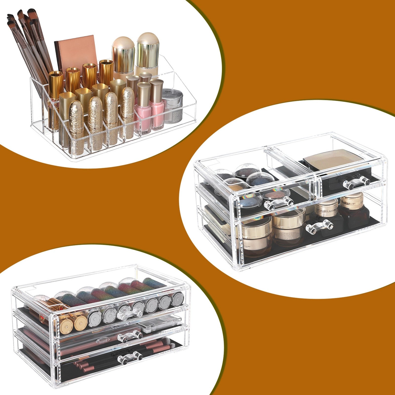 Large Acrylic Makeup Organizer - Clear - Stackable with 6 Drawers for Cosmetics and Makeup Tools