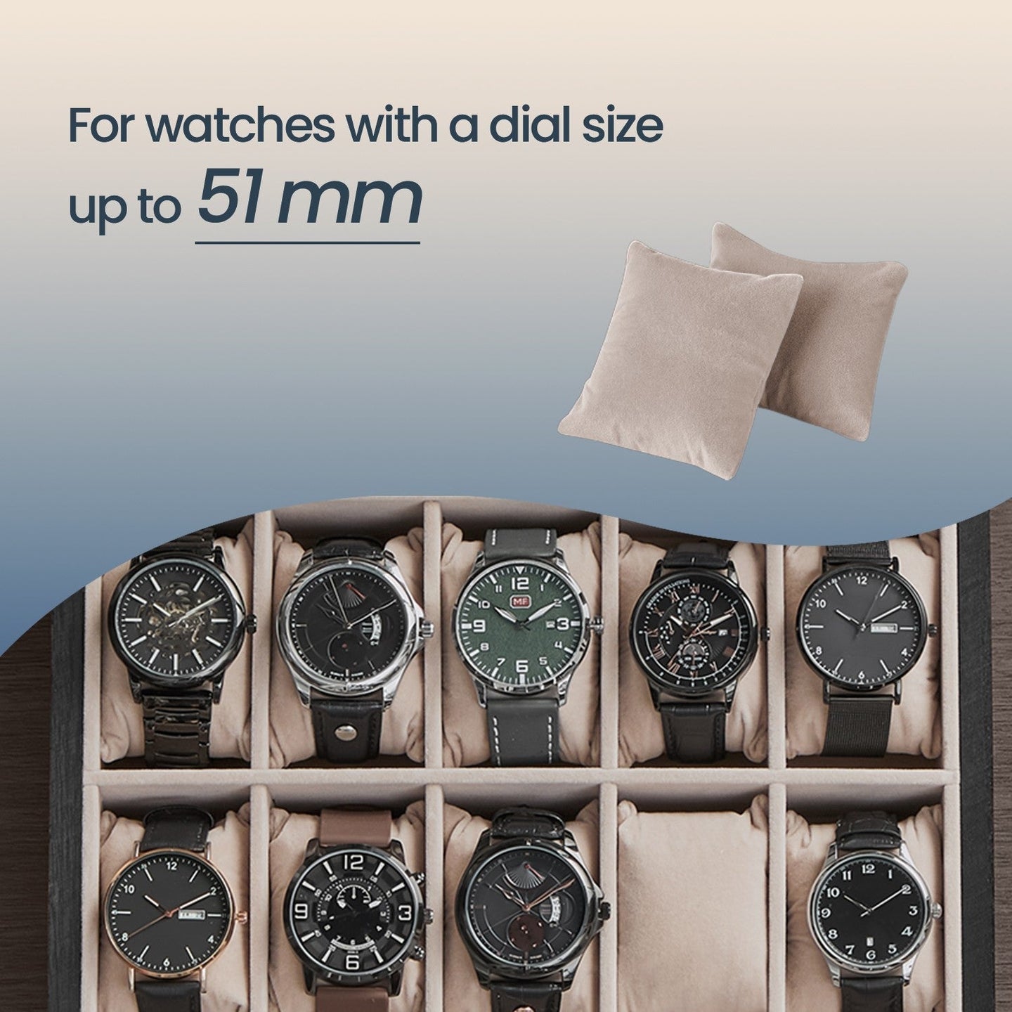Watch Box - Solid Wood - Rustic Walnut - 10-Slot Organiser with Glass Lid