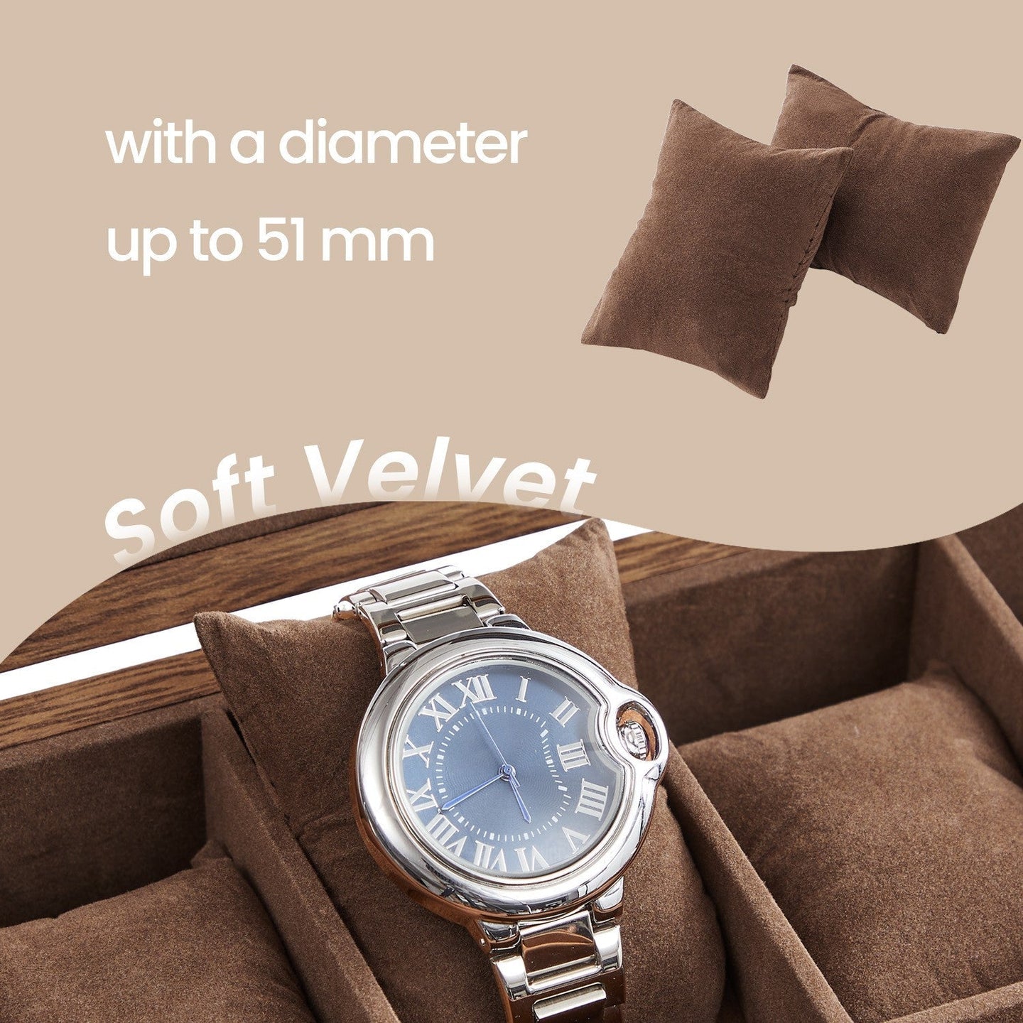 Watch Box - Solid Wood - Walnut - 12-Slot Organizer with Glass Lid