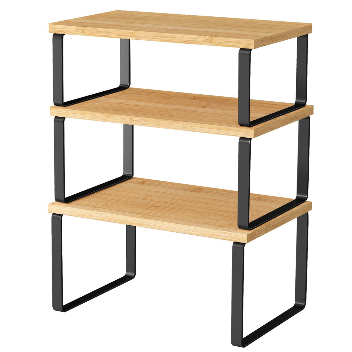 Set of 3 Pantry Storage Shelves - Metal - Ink Black - Expandable and Stackable Counter Organisers