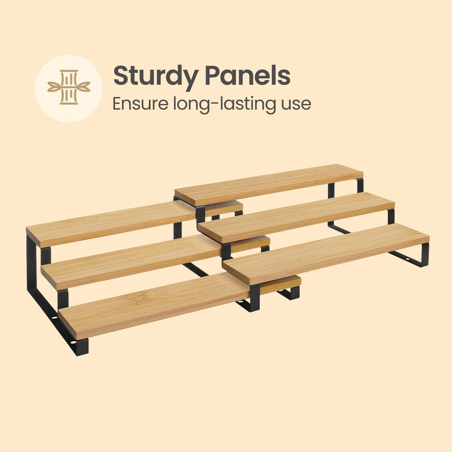 Spice Rack Set - 3-Tier - Bamboo - Extendable Design