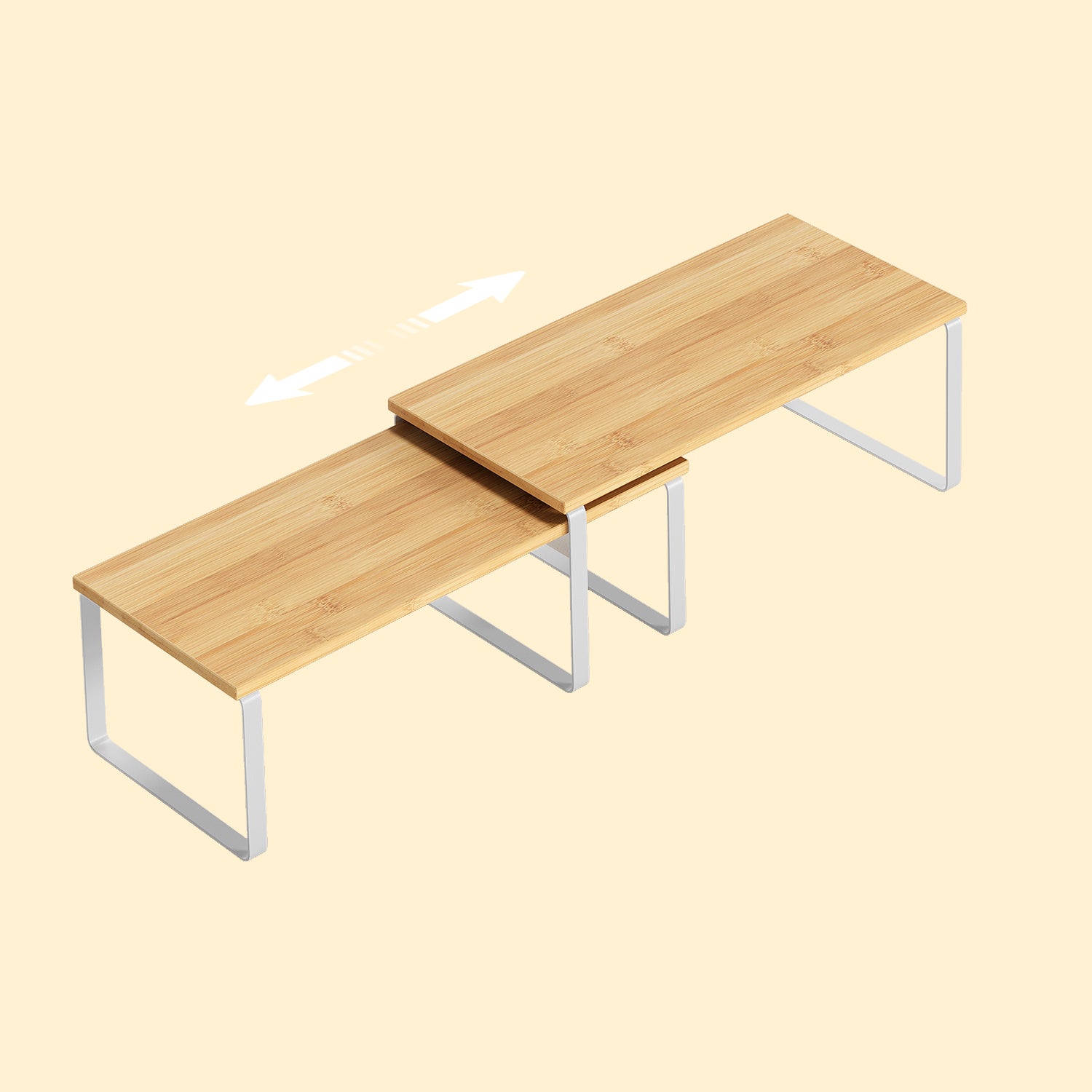 Cabinet Organizer Shelf - Stackable Set of 2 - Wood - Natural Beige