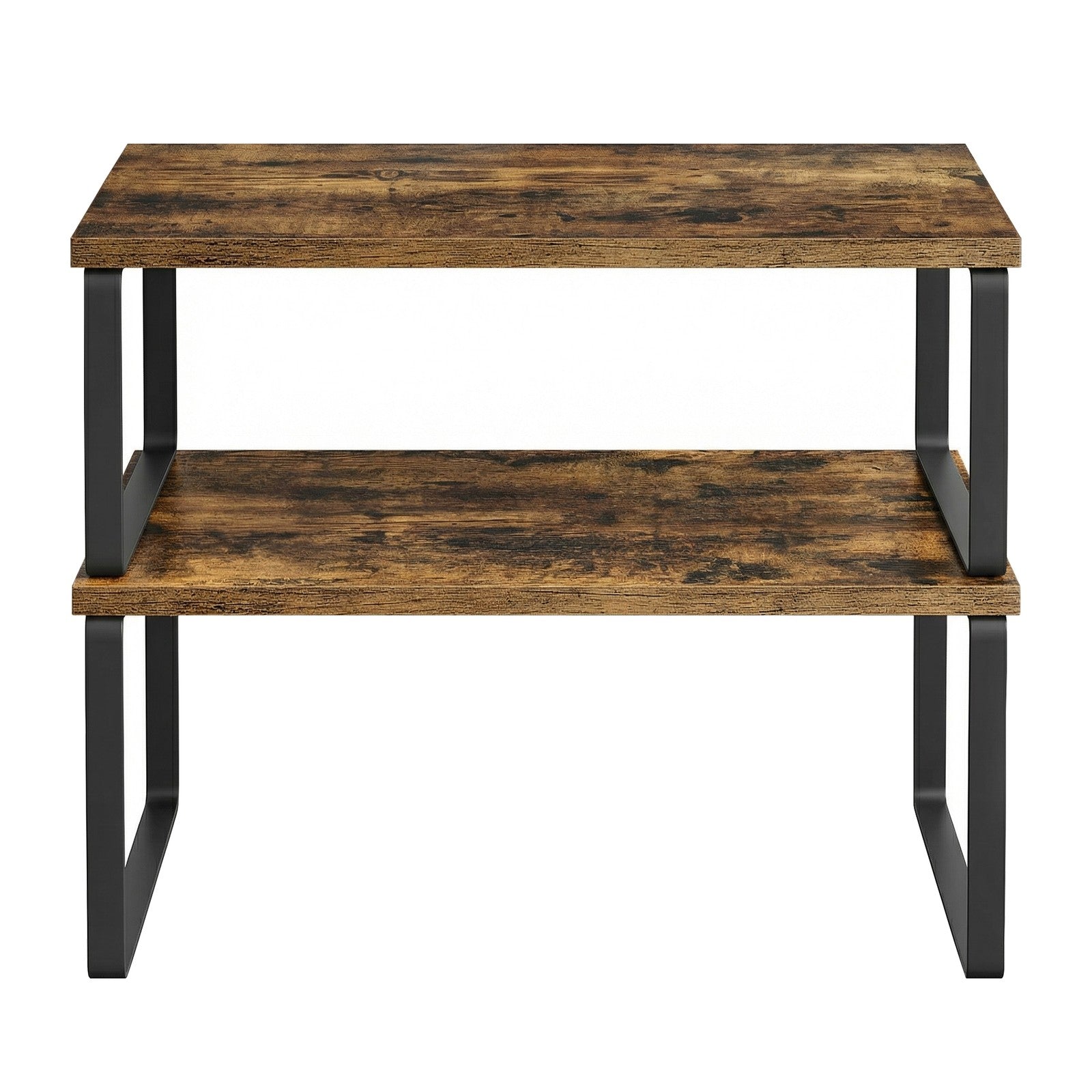 Set of 2 Expandable Cupboard Shelf Organisers - Metal and Engineered Wood - Black