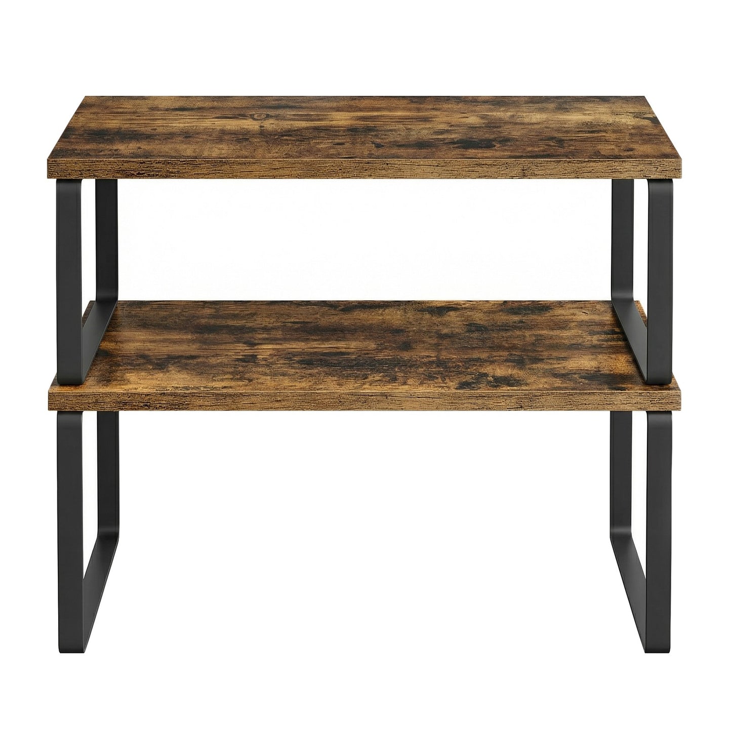 Set of 2 Expandable Cupboard Shelf Organisers - Metal and Engineered Wood - Black