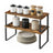 Set of 2 Expandable Cupboard Shelf Organisers - Metal and Engineered Wood - Black