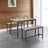 Dining Table Set - Wood and Steel - Grey - with Benches