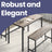 Dining Table Set - Wood and Steel - Grey - with Benches