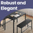 Dining Table Set - Includes 2 Benches - Steel - Rustic Brown and Black