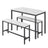 Dining Table - Particleboard and Steel - Marble White - with 2 Benches