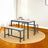 Dining Table - Particleboard and Steel - Marble White - with 2 Benches