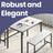 Dining Table - Particleboard and Steel - Marble White - with 2 Benches
