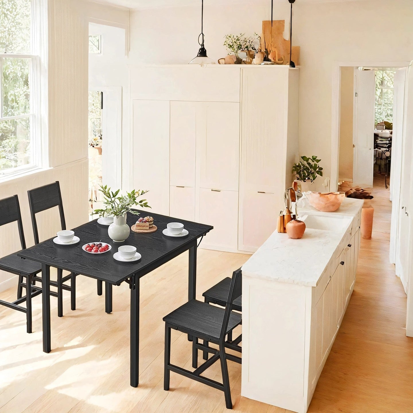 Extendable Drop Leaf Dining Table - Seats 2-4 People - Natural Oak