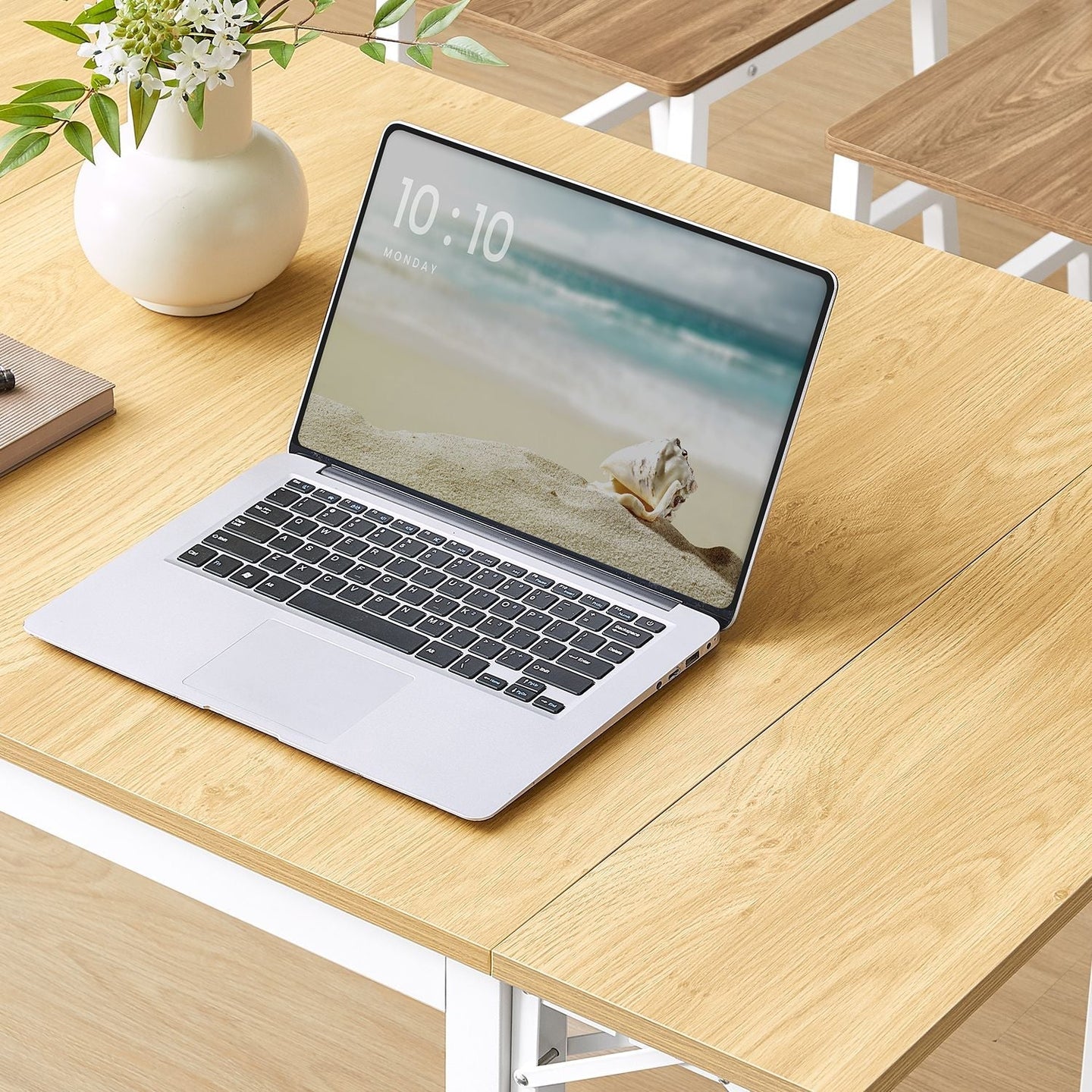 Folding Dining Table - Engineered Wood - Natural Oak - Drop Leaf Extendable for Small Spaces